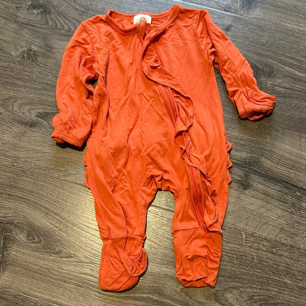 Baby Girl 6m Sleeper Foldover Cuff 2 Way Zip 100% Bamboo